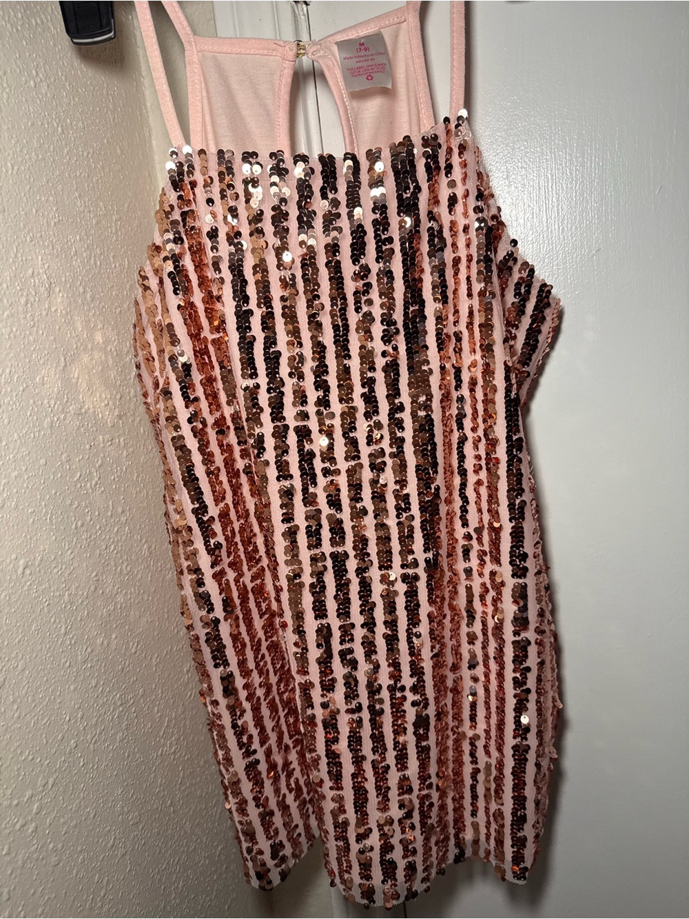 No Boundaries Pink Sequin Top Y2K with keyhole back - Size Medium